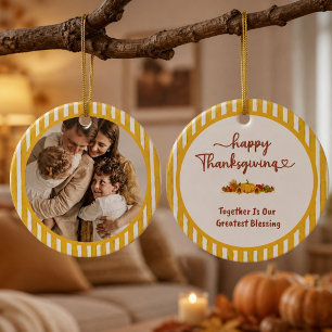 Our Greatest Blessing Thanksgiving Family Photo Ceramic Tree Decoration