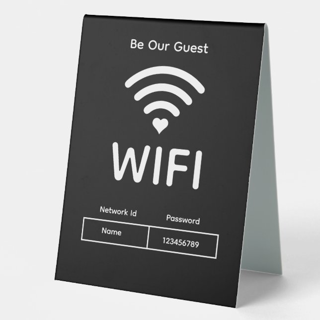 Our Guest Wifi Password Table Tent Sign (Front)