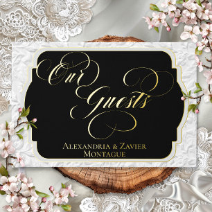 Our Guests Faux Emboss White/Black Guest Book