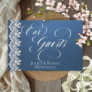 Our Guests Lace - Blue Foil Guestbook