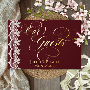 Our Guests Lace - Burgundy Foil Guestbook