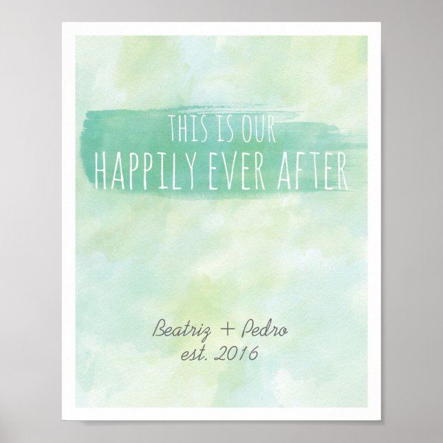 Our Happily Ever After Personalised Couple Emerald Poster (Front)