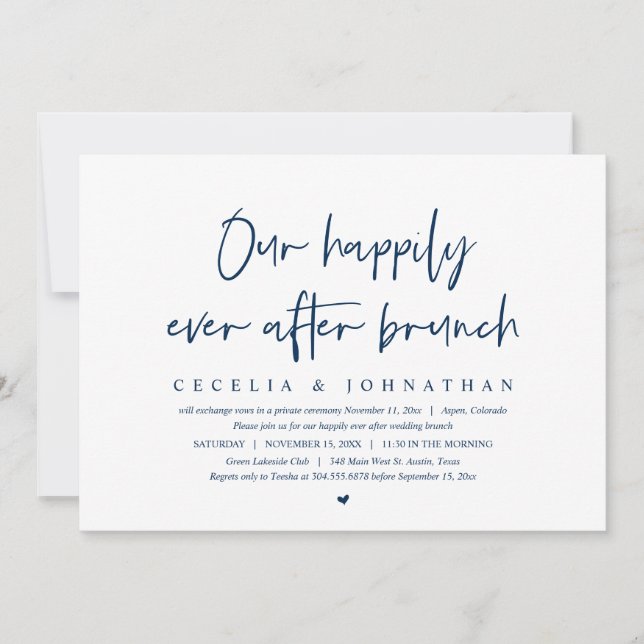 Our Happily Ever After, Wedding Elopement Brunch Invitation (Front)