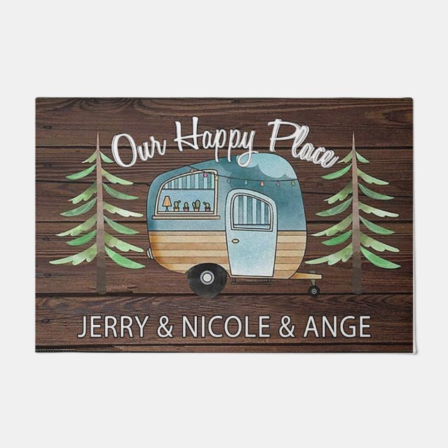 Our Happy Camping Place Rug, Camper Gift Doormat (Front)