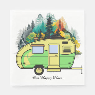 Our Happy Place. Retro Camping Paper Plate Napkin