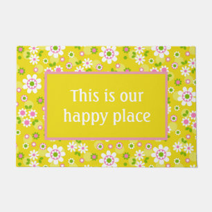 Our Happy Place Retro Mod Flowers  Doormat