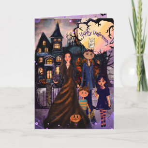 Our Haunted Home Monster Family Halloween Card