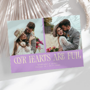 Our Hearts Are Full Lemon Wisteria Wedding Photo Thank You Card