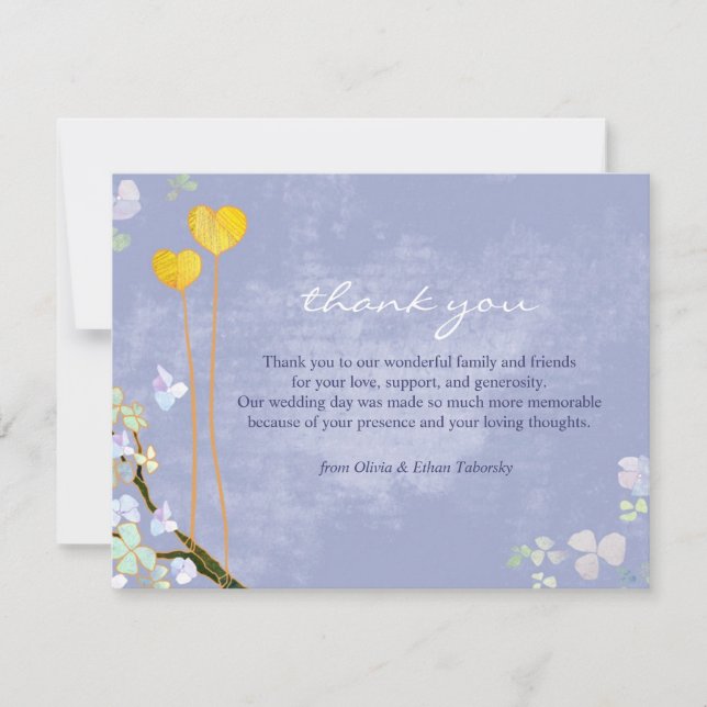 Our Hearts Rustic Blue Wedding Thank You (Front)