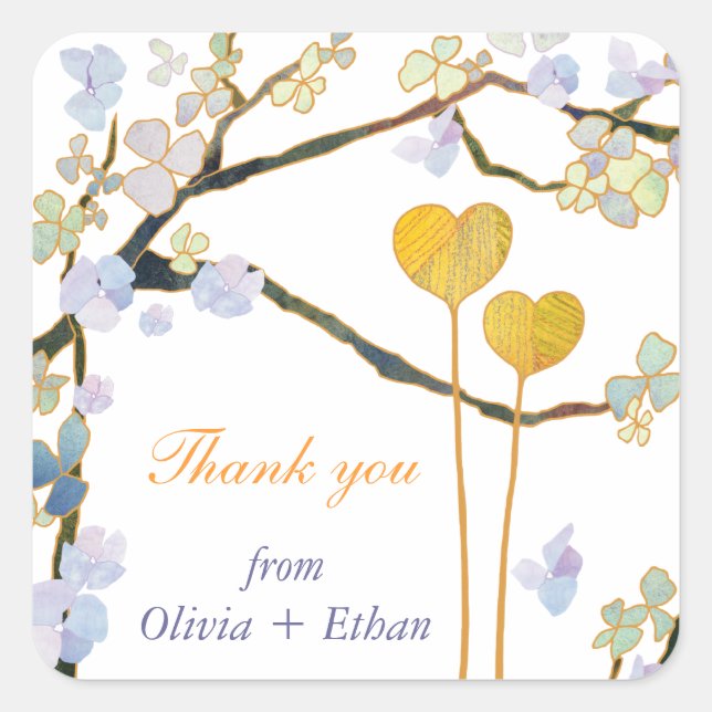 Our Hearts Together Wedding Thank You Square Sticker (Front)