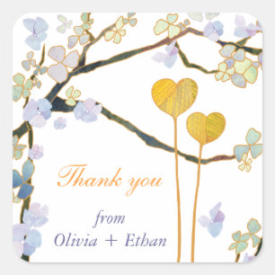Our Hearts Together Wedding Thank You Square Sticker