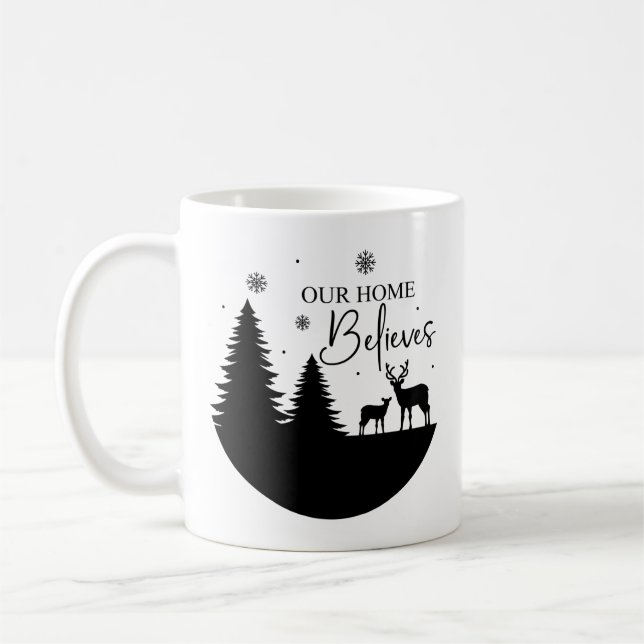 Our Home Believes with Deer Scene Coffee Mug (Left)