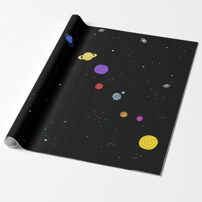 Our Home - Solar System Wrapping Paper (Unrolled)