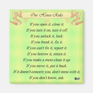 Our House Rules Magnet