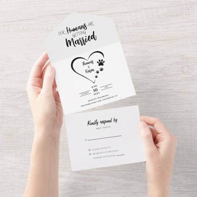 Our Humans Getting Married Dog Photo All In One Invitation (Tearaway)