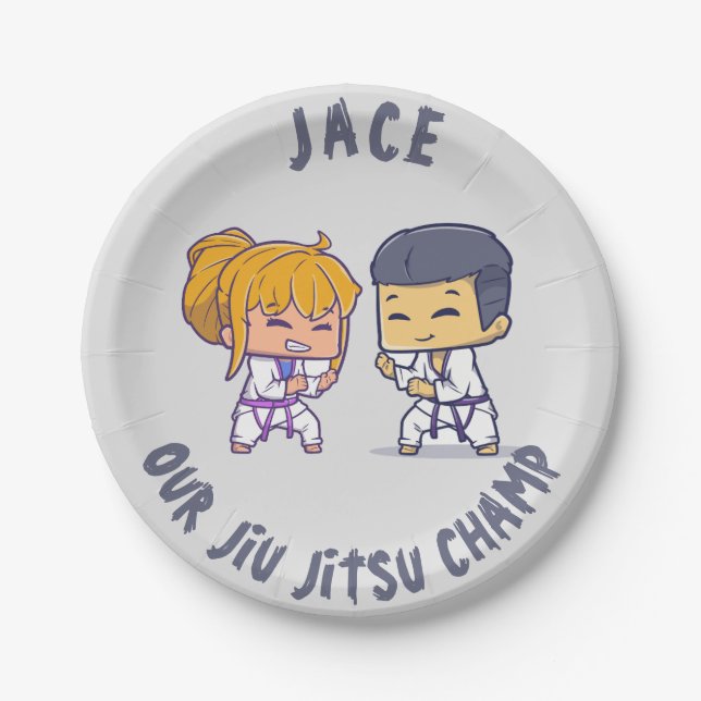 Our Jiu Jitsu Champ Birthday Paper Plate (Front)