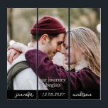 Our Journey Begins Newlywed Names Wedding Photo Triptych<br><div class="desc">Our Journey Begins Newlywed Names Wedding Photo Simply replace the sample photo with your own favourite of square orientation and of high resolution. Easily personalise your names and wedding date.</div>