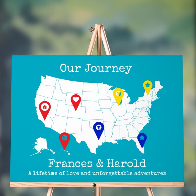 Our Journey - Personalised USA Map Milestone Acrylic Sign (Neutral)