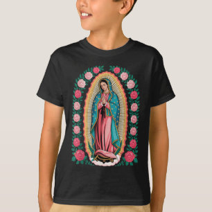 Our Lady De Guadalupe Sant Mary Back Print Christi T-Shirt