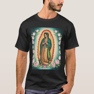 Our Lady De Guadalupe Sant Mary Back Print Christi T-Shirt
