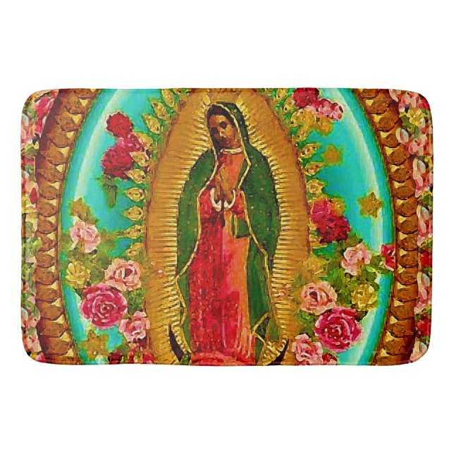 Our Lady Guadalupe Mexican Saint Virgin Mary Bath Mat (Front)