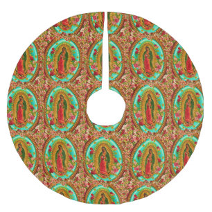 Our Lady Guadalupe Mexican Saint Virgin Mary Brushed Polyester Tree Skirt