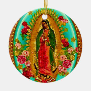 Our Lady Guadalupe Mexican Saint Virgin Mary Ceramic Tree Decoration