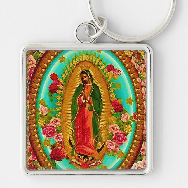 Our Lady Guadalupe Mexican Saint Virgin Mary Key Ring (Front)