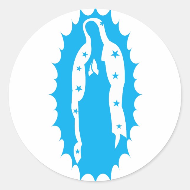 OUr Lady Guadalupe Modern Aqua Classic Round Sticker (Front)