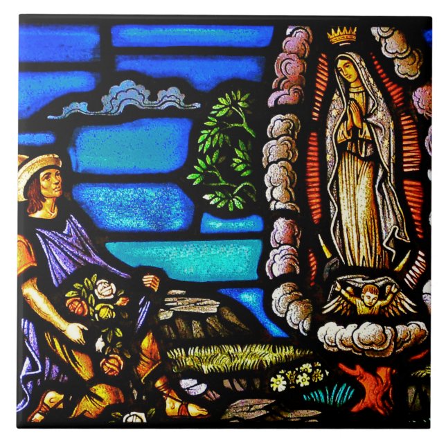Our Lady Guadalupe Nuestra Senora Stained Glass Tile (Front)