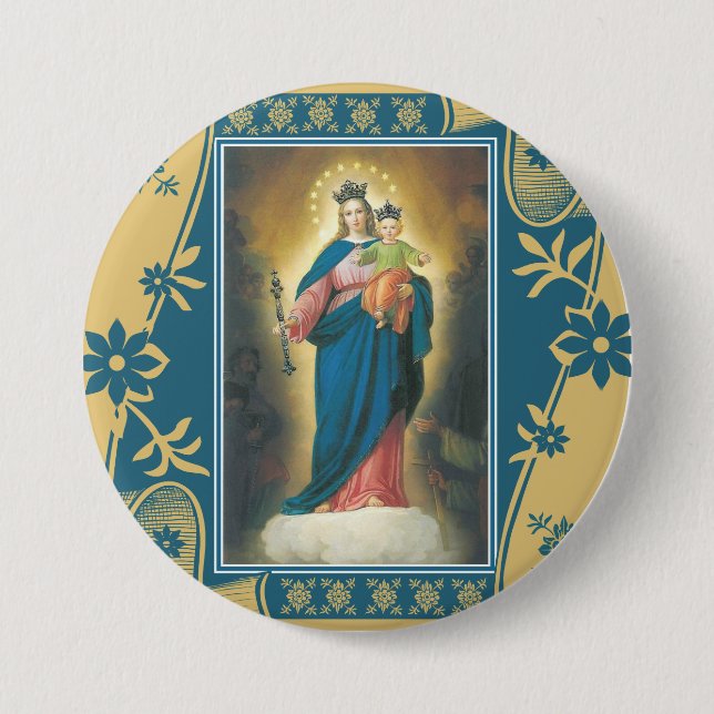 Our Lady Help of Christians with Baby Jesus 7.5 Cm Round Badge (Front)