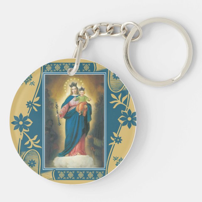 Our Lady Help of Christians with Baby Jesus Key Ring (Back)