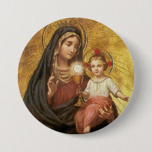 Our Lady Help of the Blessed Sacrament w/Jesus 7.5 Cm Round Badge