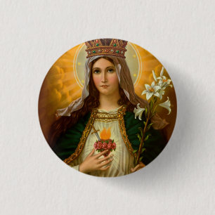 Our Lady Immaculate Heart of Mary Queen of Heaven  3 Cm Round Badge