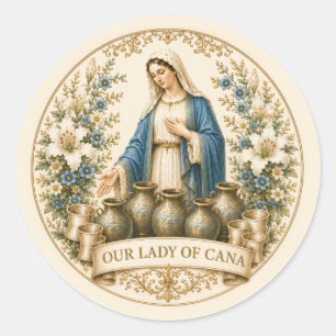 Our Lady of Cana Wedding Catholic Classic Round Sticker
