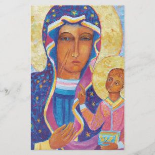 Our Lady of Czestochowa Black Madonna painted Stationery