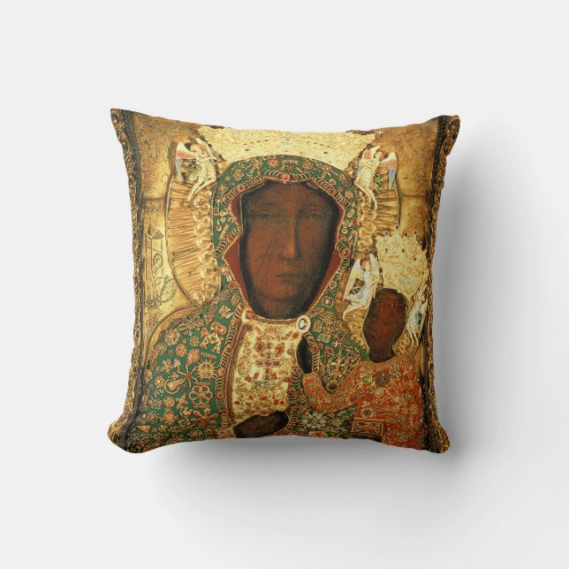 Our Lady of Czestochowa Black Madonna Poland gift Cushion (Front)