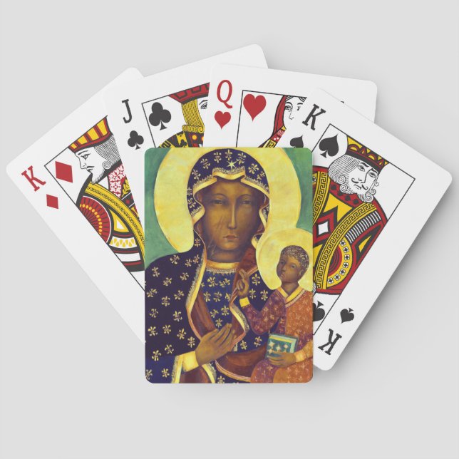 Our lady of Czestochowa Black Madonna Poland Icon Playing Cards (Back)