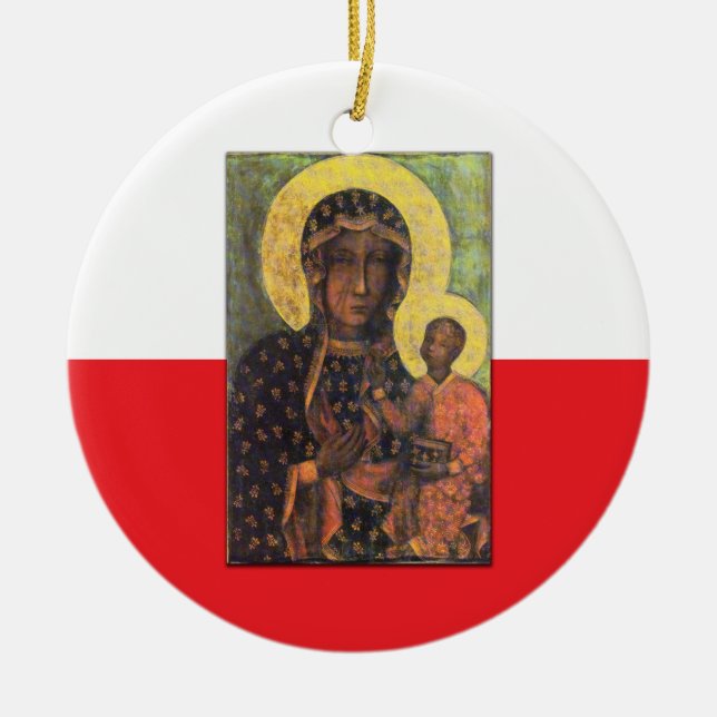 Our Lady of Czestochowa Ceramic Tree Decoration (Front)