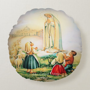 Our Lady of Fatima 1917 Round Cushion