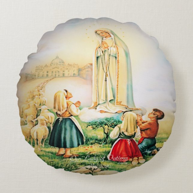Our Lady of Fatima 1917 Round Cushion (Front)