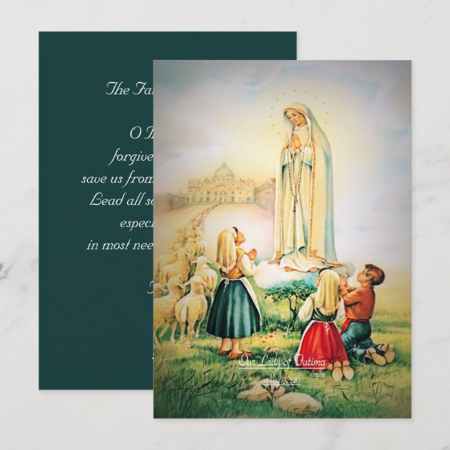 Our Lady of Fatima 1917 with Fatima Prayer Holiday Card (Front/Back)