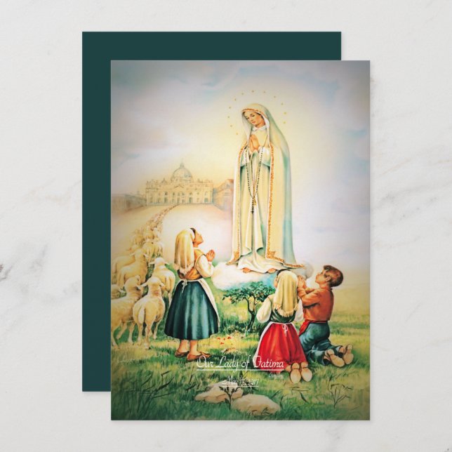 Our Lady of Fatima 1917 with Fatima Prayer Holiday Card (Front/Back)