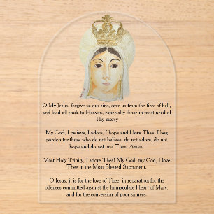 Our Lady of  Fatima Acrylic Prayer Card Invitations