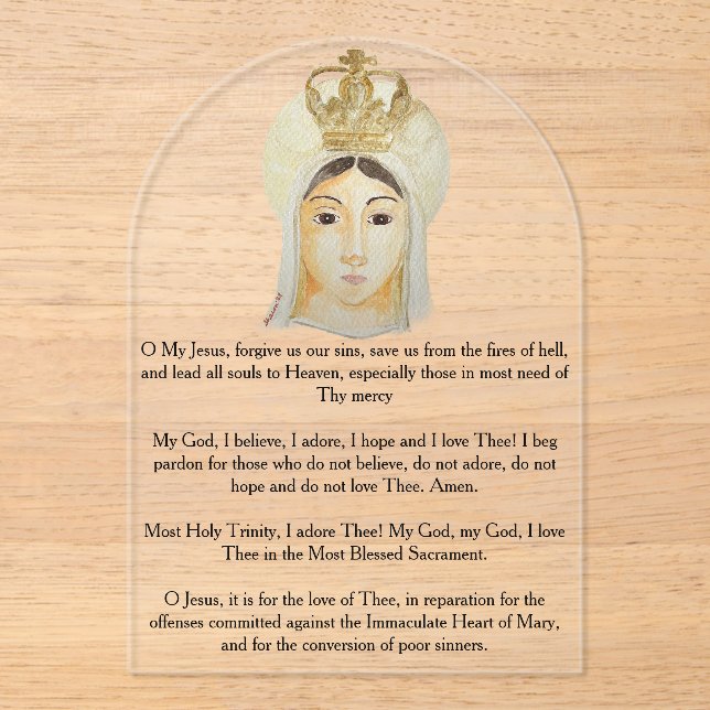 Our Lady of  Fatima Acrylic Prayer Card Invitations (Front)