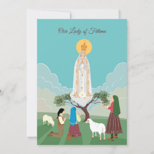 Our Lady of Fatima and the shepherds birthday card