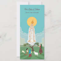 Our Lady of Fatima and the shepherds prayer card