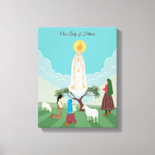 Our Lady of Fatima and the three shepherds Canvas Print