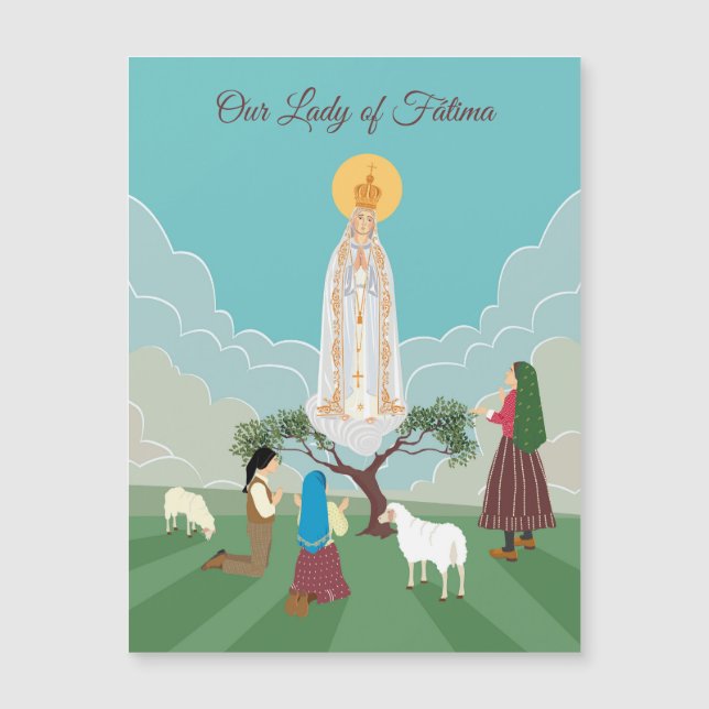 Our Lady of Fatima and the three shepherds card (Front)