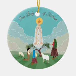 Our Lady of Fatima and the three shepherds Ceramic Tree Decoration